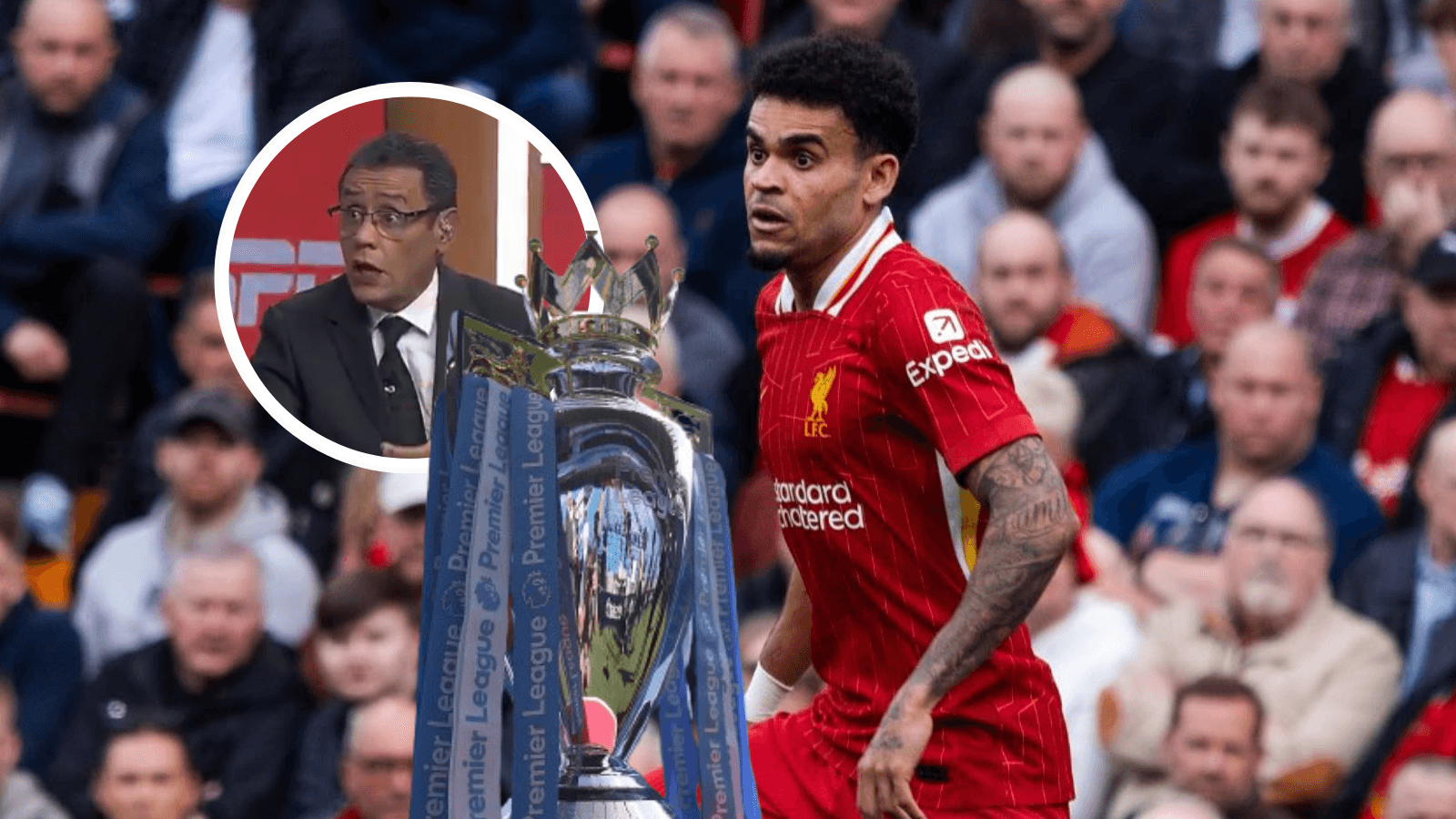 Pacho Vélez lanzó una fuerte crítica a Luis Díaz y su desempeño en el Liverpool. Entérate aquí. Foto: Captura de ESPN, Luis Díaz y Premier League