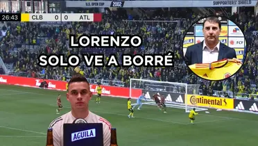 Lorenzo solo tiene ojos para Borré y mira el gol que marcó El Cucho Hernández
