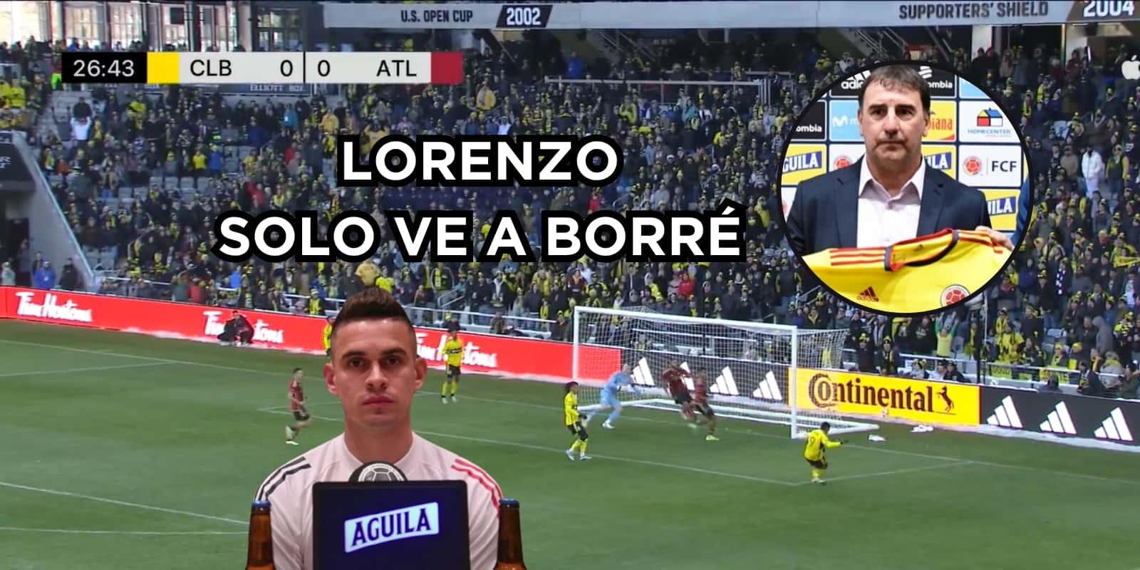 Parece que Lorenzo solo ve a Borré. Fotos de Borré y Lorenzo de FCF Web Site, juego captura de pantalla Twitter @PSierraR.