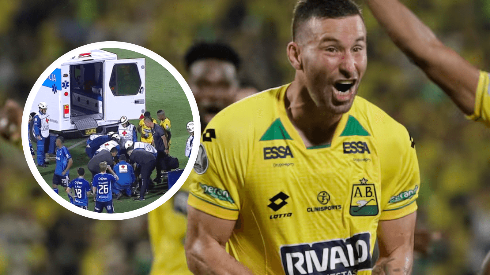 Parte médico de Pons: Alivio tras el susto en Bucaramanga. Foto: CONMEBOL y Captura de Win Sports
