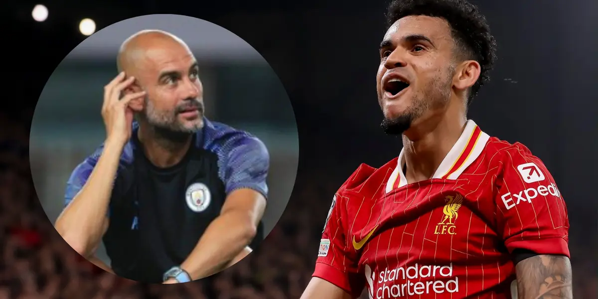 Pep Guardiola y Luis Díaz. Foto: redes de Pep Guardiola y Liverpool.