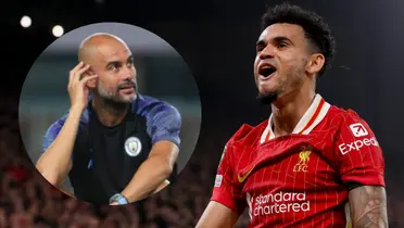 Pep Guardiola y Luis Díaz. Foto: redes de Pep Guardiola y Liverpool.