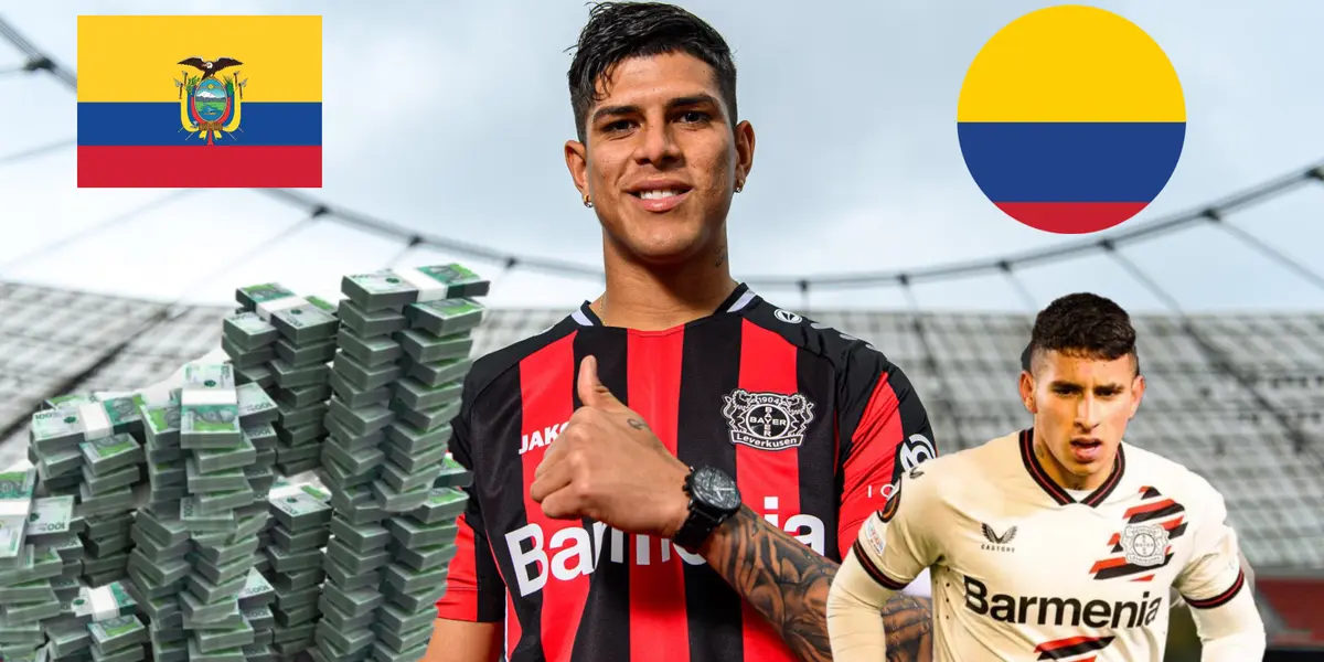 Piero HIncapié y Gustavo Puerta de Bayer Leverkusen - Fotos: AS, X