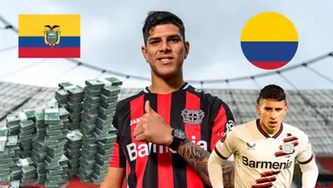 Piero HIncapié y Gustavo Puerta de Bayer Leverkusen - Fotos: AS, X