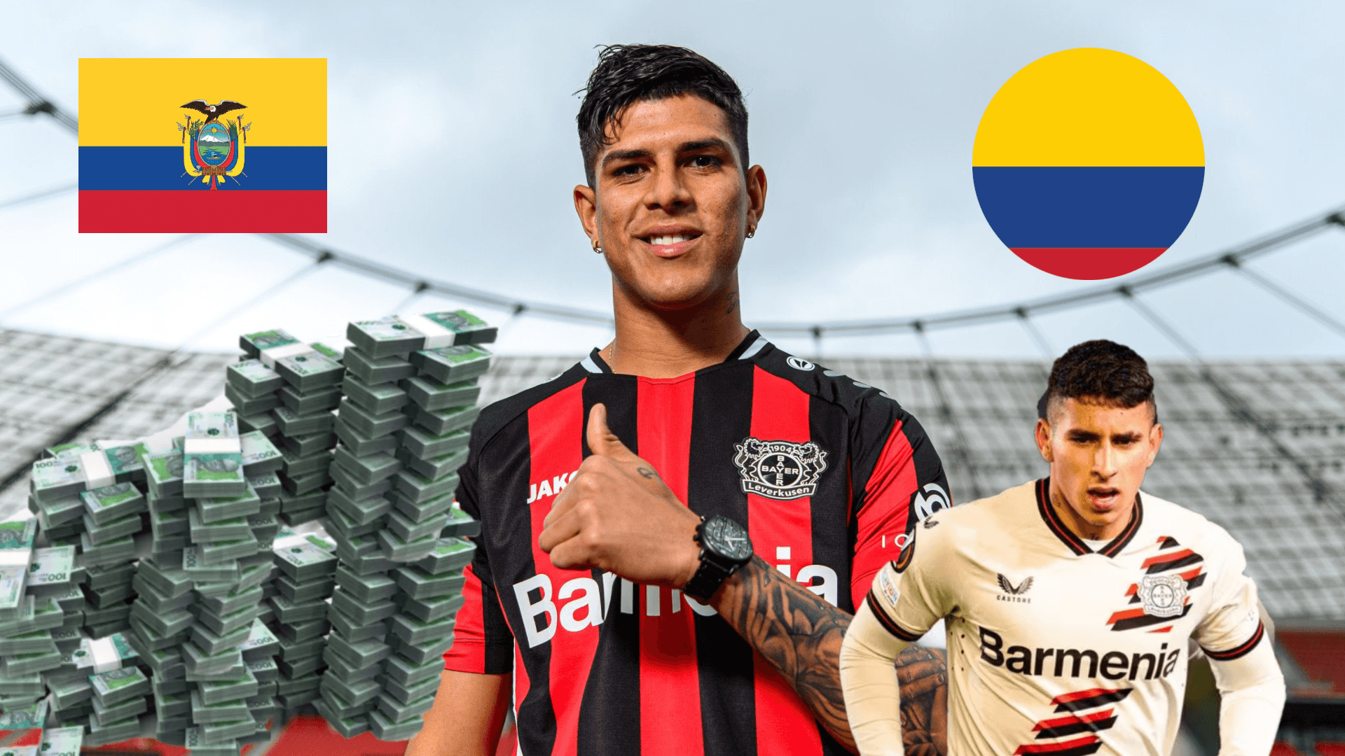 Piero HIncapié y Gustavo Puerta de Bayer Leverkusen - Fotos: AS, X