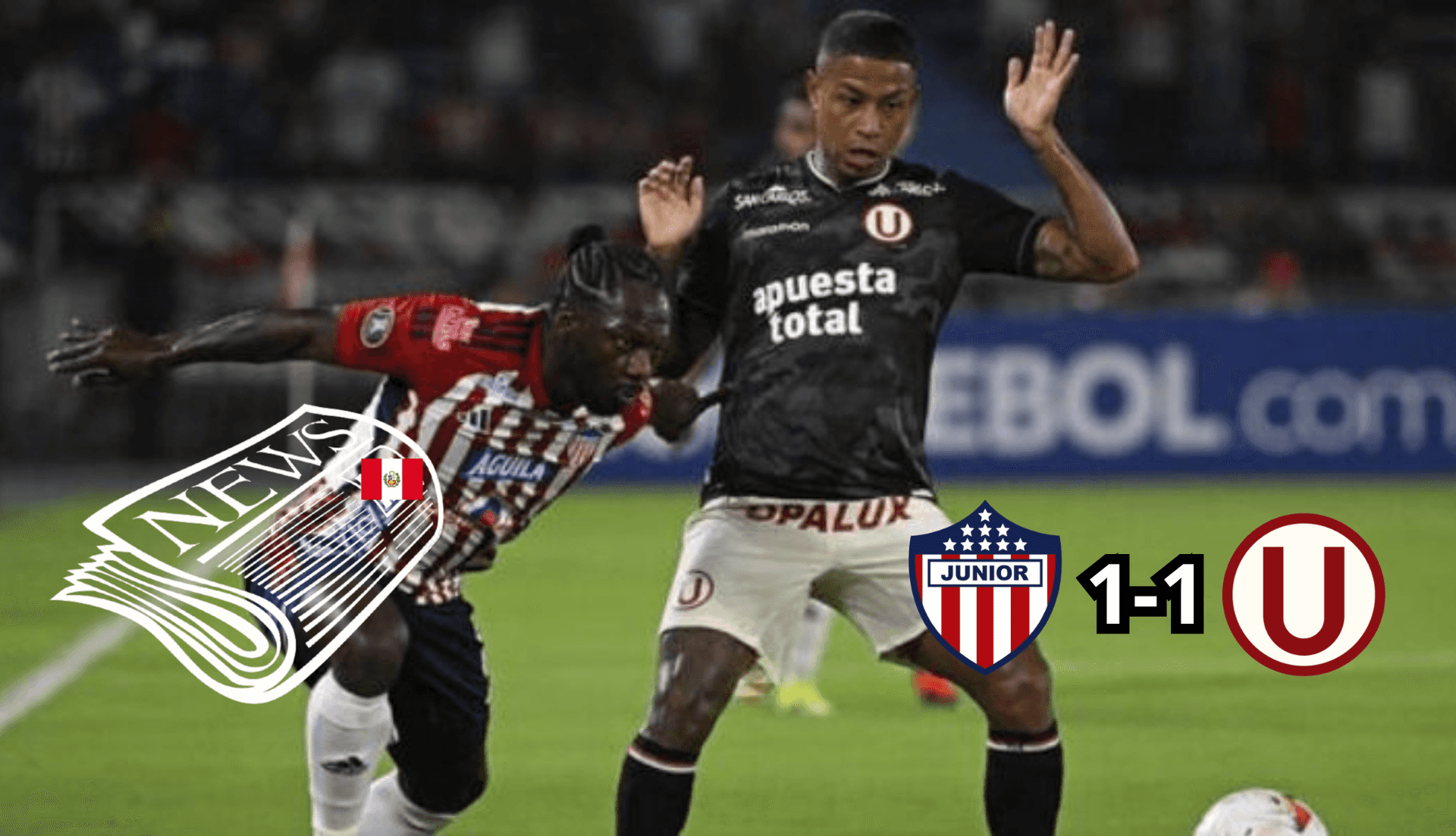 Postal del duelo entre Universitario y Junior por Copa Libertadores. FOTO: Willax TV