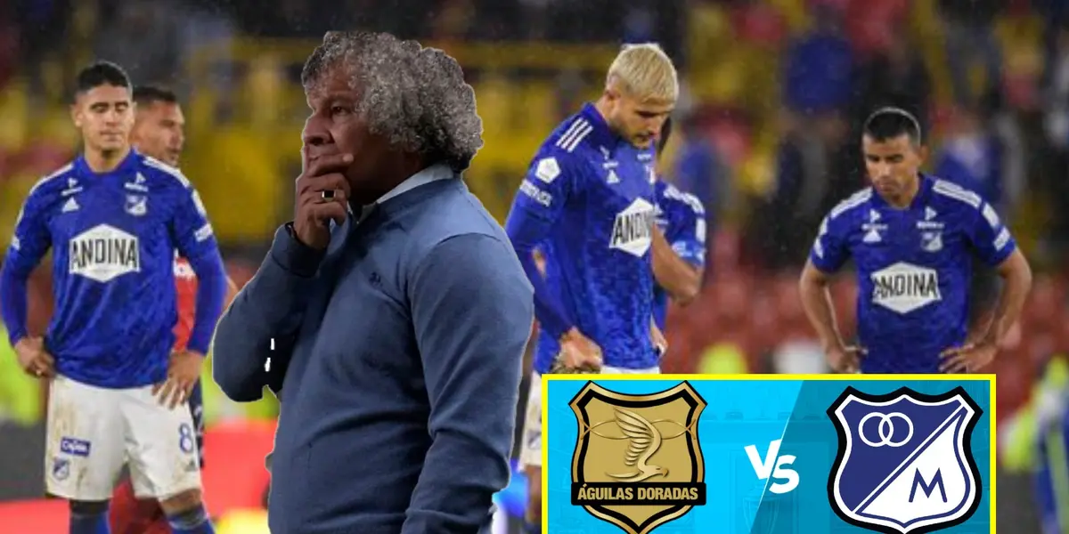 Previo Águilas Doradas la mala noticia que recibió Alberto Gamero en Millonarios (Foto tomada de HSB noticias y Wplay)