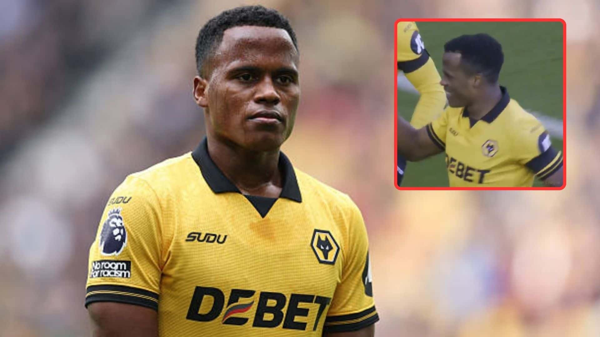 Primer gol de Jhon Arias con Wolverhampton - X @Wolves y captura de pantalla ESPN Colombia