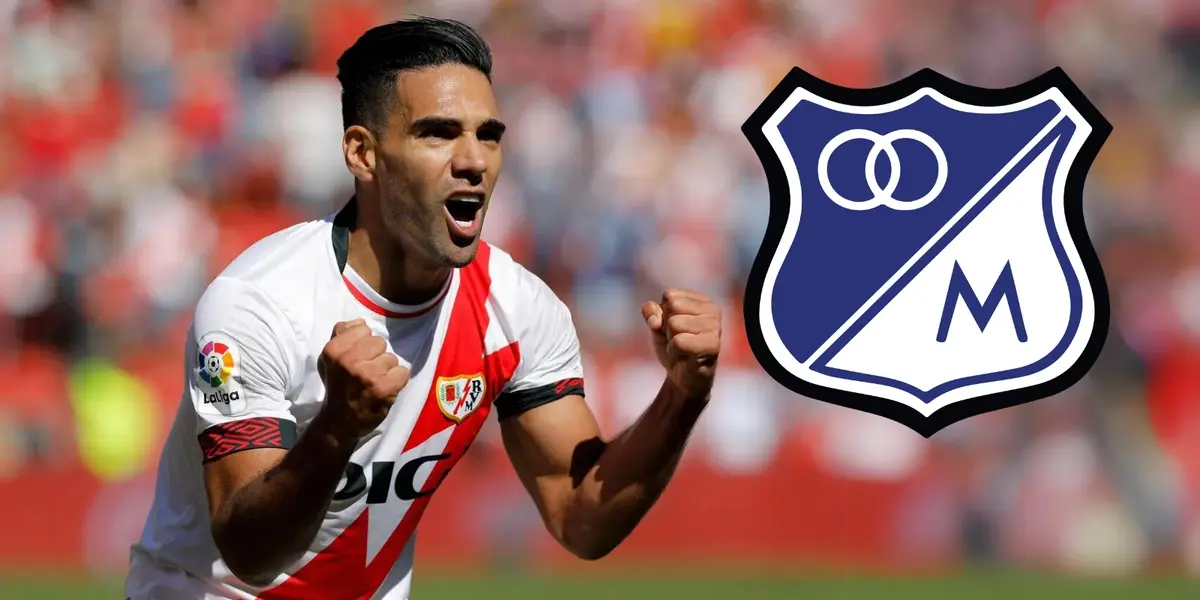 Radamel Falcao celebrando un gol con el Rayo Vallecano