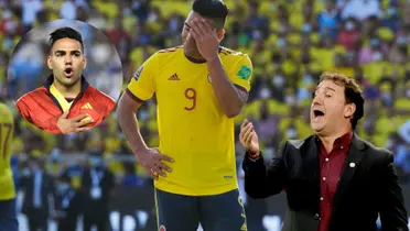 Radamel Falcao García se lamenta con la camiseta de la Selección Colombia