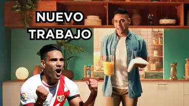 Radamel Falcao jugador del Rayo Vallecano de España. Foto captura de pantalla de comerciales en Like C en YouTube y Diario Marca. 
