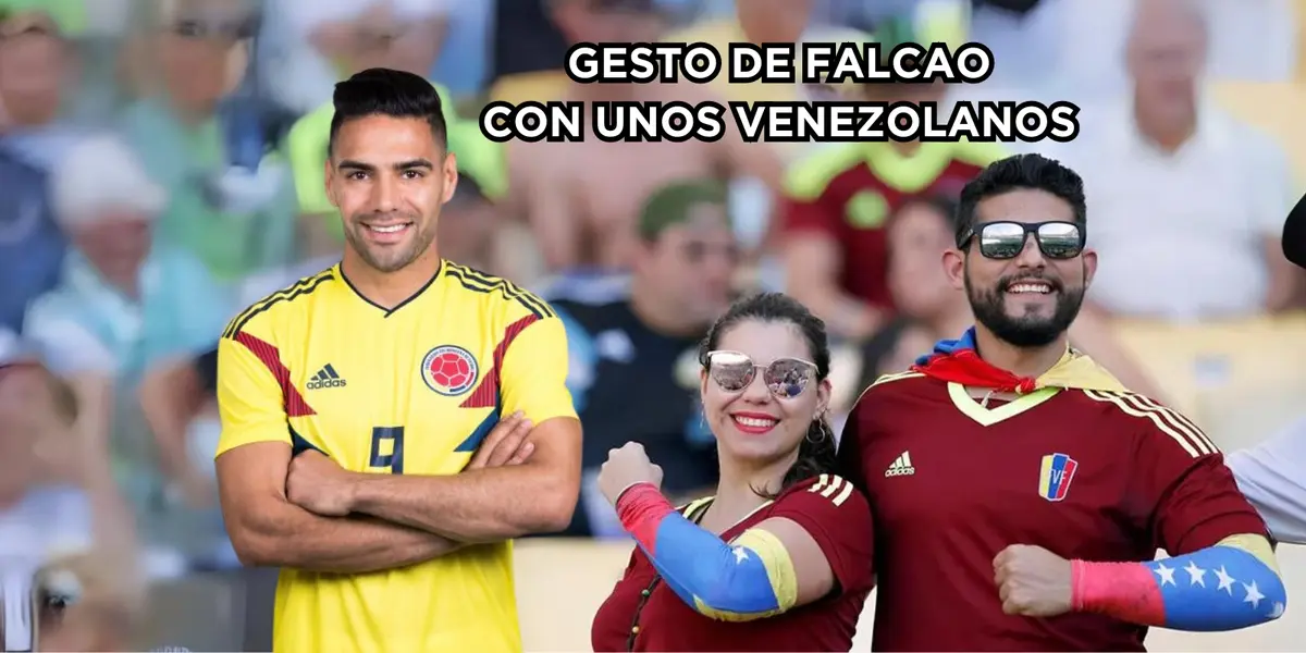   Radamel Falcao tuvo un emotivo gesto con unos hinchas venezolanos.