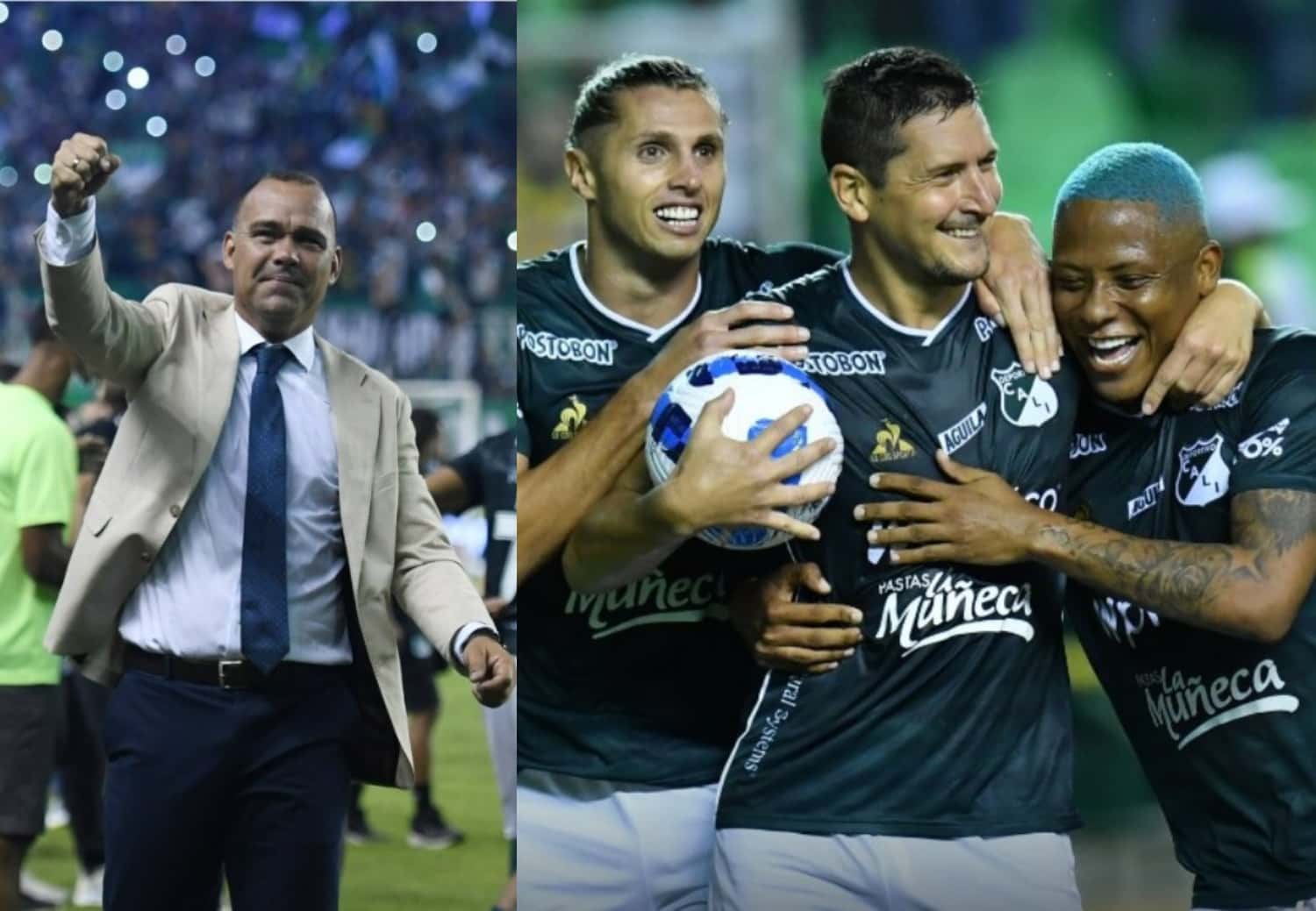 Rafael Dudamel no aguantó las ganas de gritar el gol que sentenciaba el partido 2-0 a favor del Deportivo Cali, luego de haber ingresado minutos antes a Jhon Vásquez.