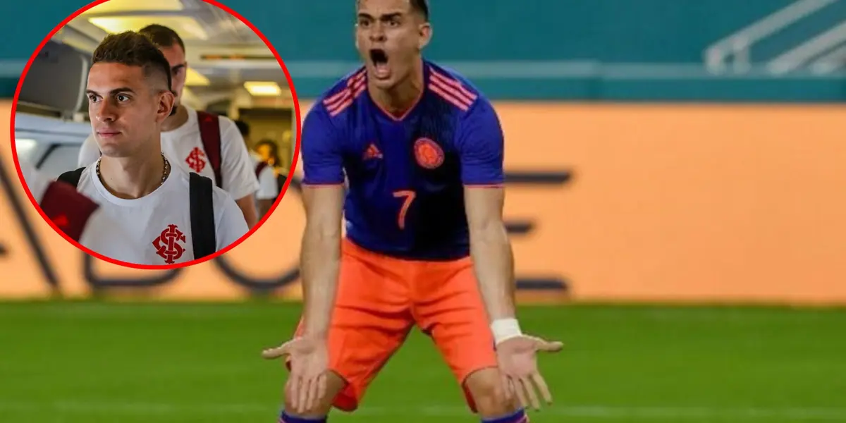 Rafael Santos Borré con la camiseta de la selección Colombia 
