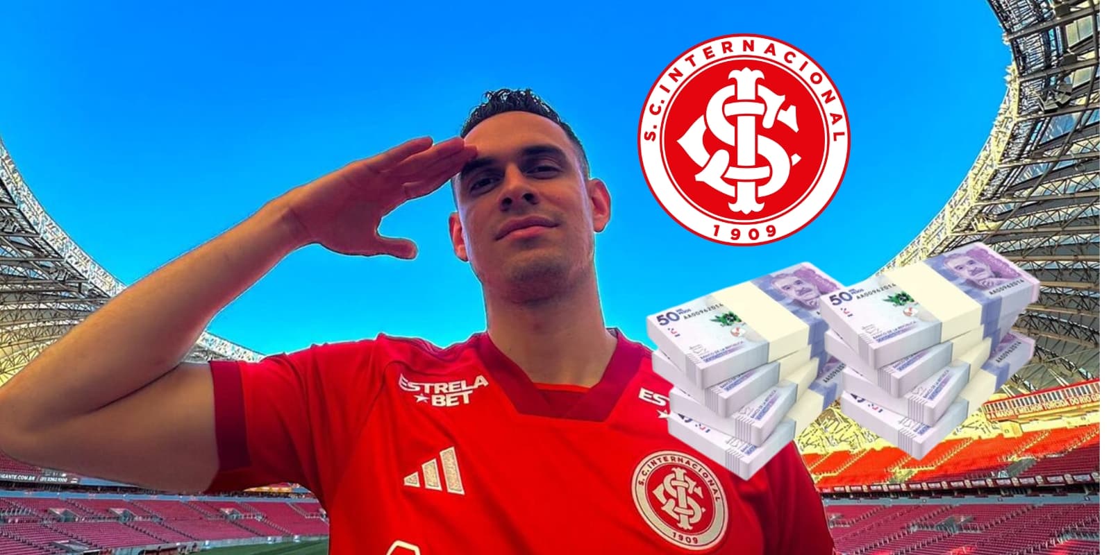 Rafael Santos Borré en su llegada al Internacional SC de Brasil