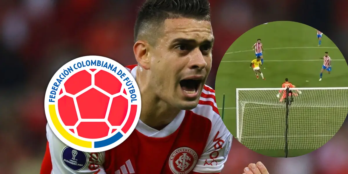 Rafael Santos Borré y el segundo gol de Colombia por parte de Jhon Jader Durán Foto: SC Internacional Gol Caracol, y FCF