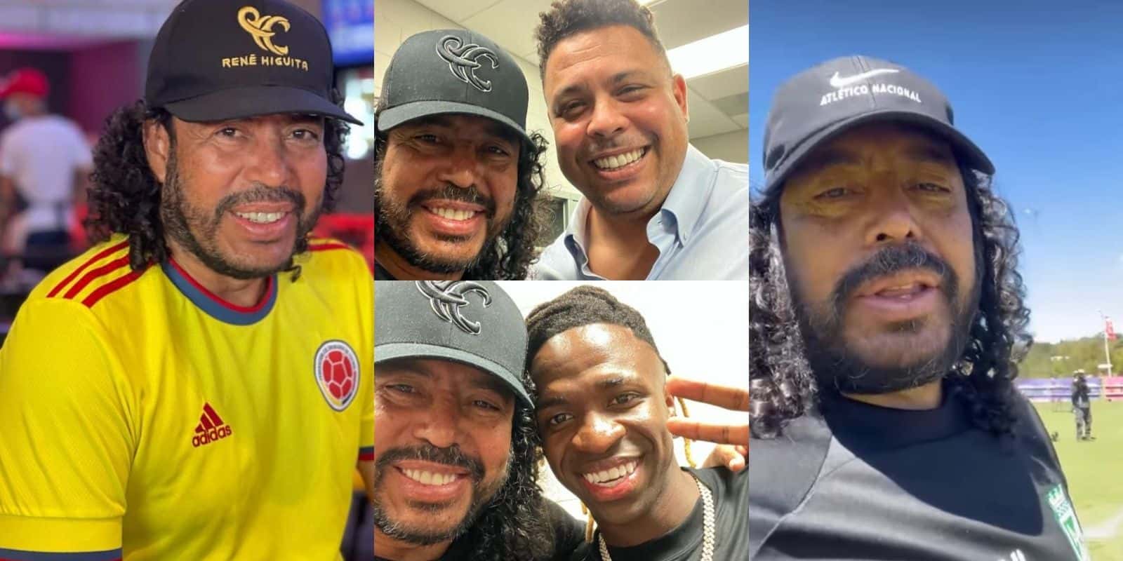 René Higuita en sorpresiva reunión con Ronaldo Nazario y Vinícius Júnior.