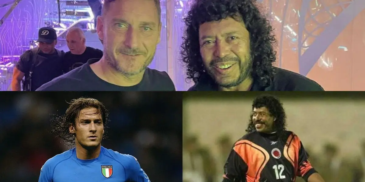 René Higuita tuvo un encuentro con Francesco Totti en el Mundial de Qatar 2022.