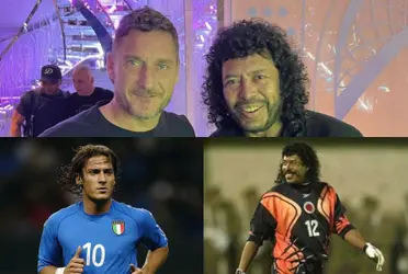 René Higuita tuvo un encuentro con Francesco Totti en el Mundial de Qatar 2022.