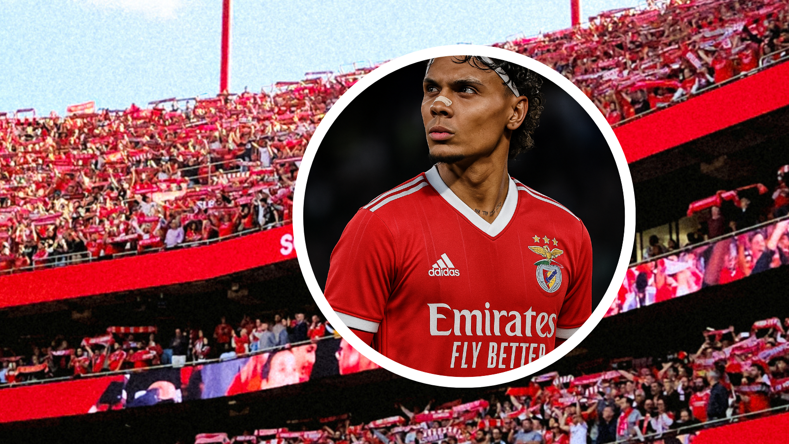 Richard Ríos a la espera de la firma con un gigante de Portugal y el viejo continente Foto: SL Benfica y Creada con Chat GPT