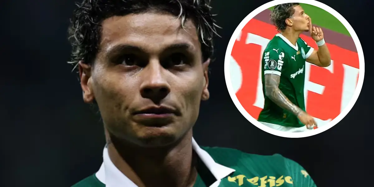 Richard Ríos y el ojo de la polémica tras su gol con Palmeiras Foto: Palmeiras y Captura de X
