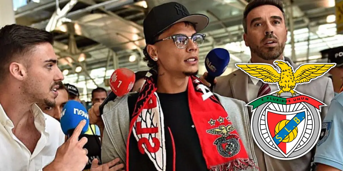 Richard Ríos y su llegada a Lisboa para firmar con el Benfica Foto: Fabrizio Romano y Escudoteca