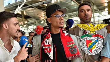 Richard Ríos y su llegada a Lisboa para firmar con el Benfica Foto: Fabrizio Romano y Escudoteca