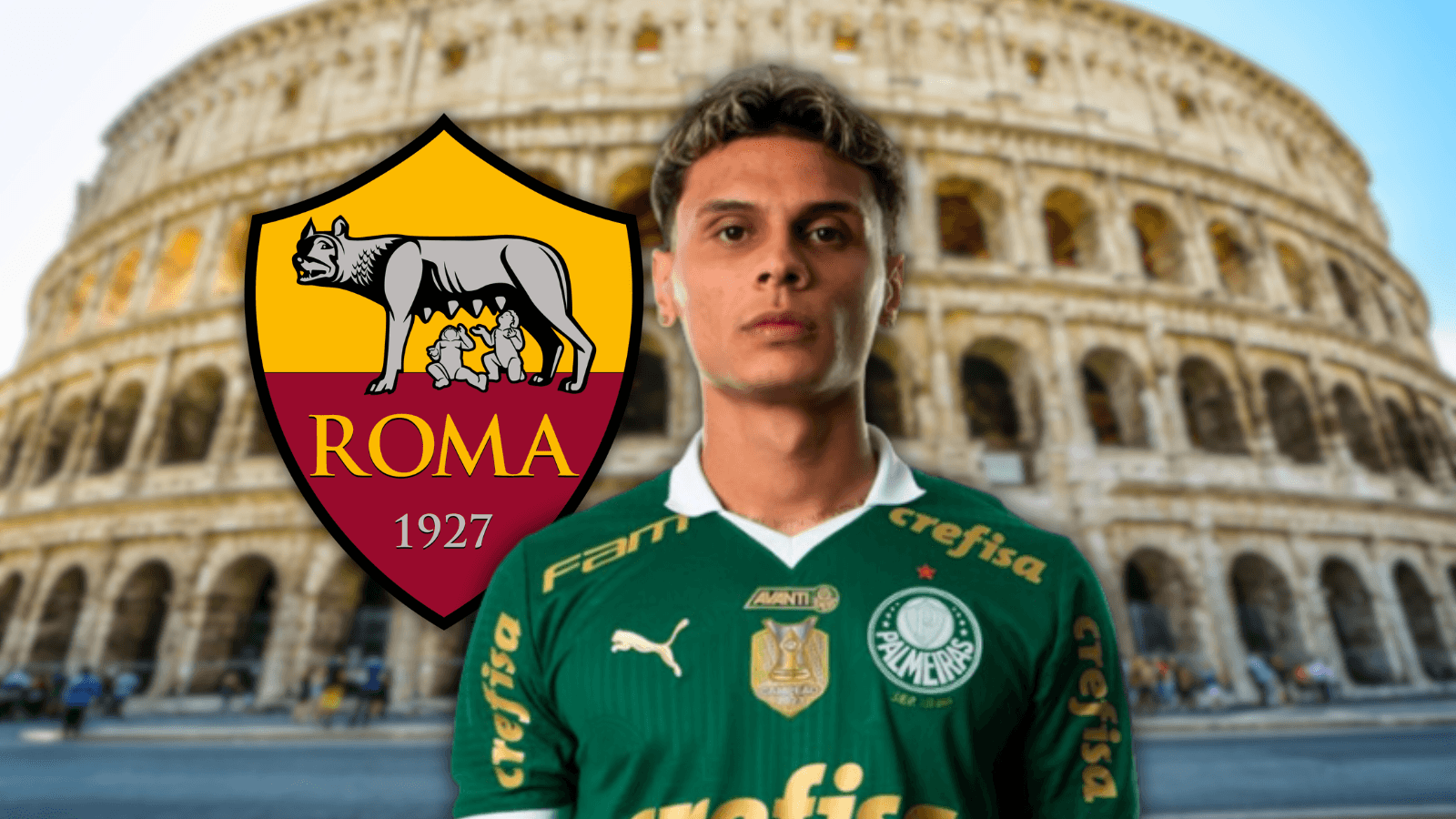 Richard Ríos y su posibilidad de llegar a la Roma en esta nueva propuesta Foto: SE Palmeiras, Escudoteca y AS Roma