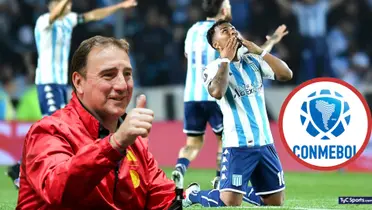 Roger Martínez celebrando gol con Racing