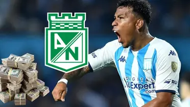 Roger Martínez celebrando un gol con Racing