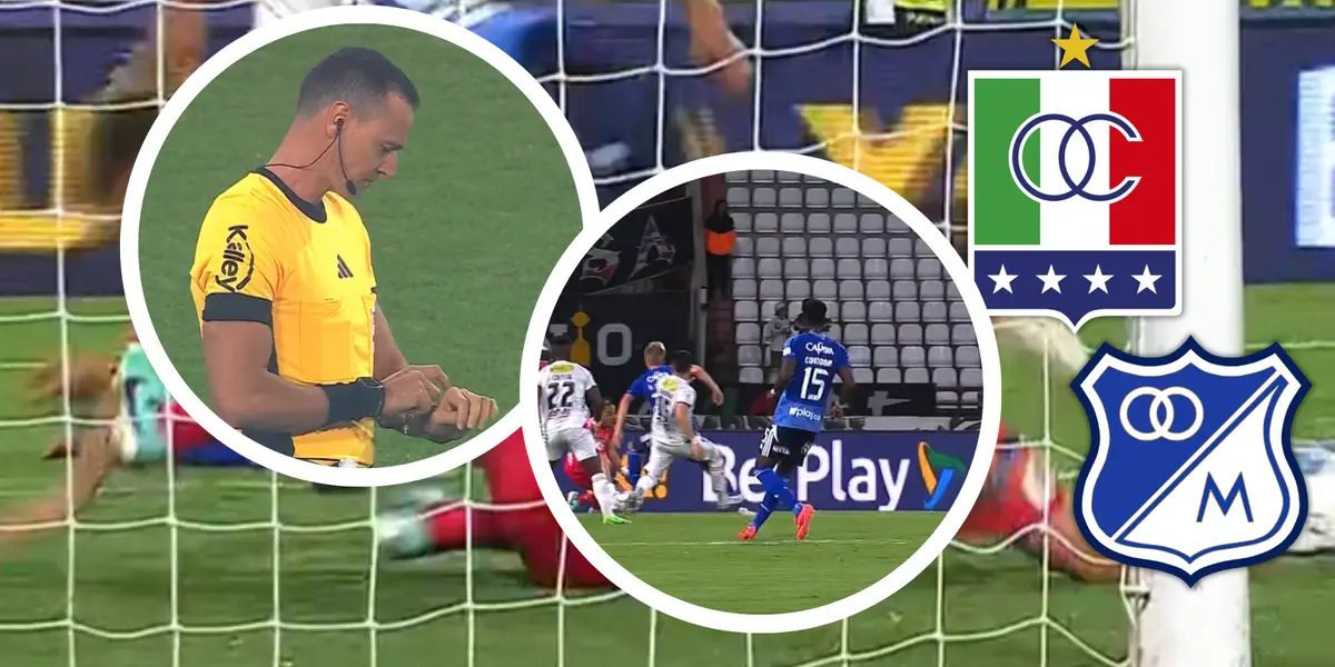 Roldán mostró el video clave que explica por qué no hubo penal para Millonarios. Foto: Escudoteca y Captura de Win Sports