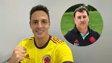 Santiago Arias con la camiseta de la Selección Colombia y Néstor Lorenzo el DT de la Tricolor