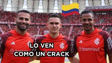 Santos Borré recibido por todo lo alto en Brasil. Foto de Borré tomada de Internacional en Twitter.