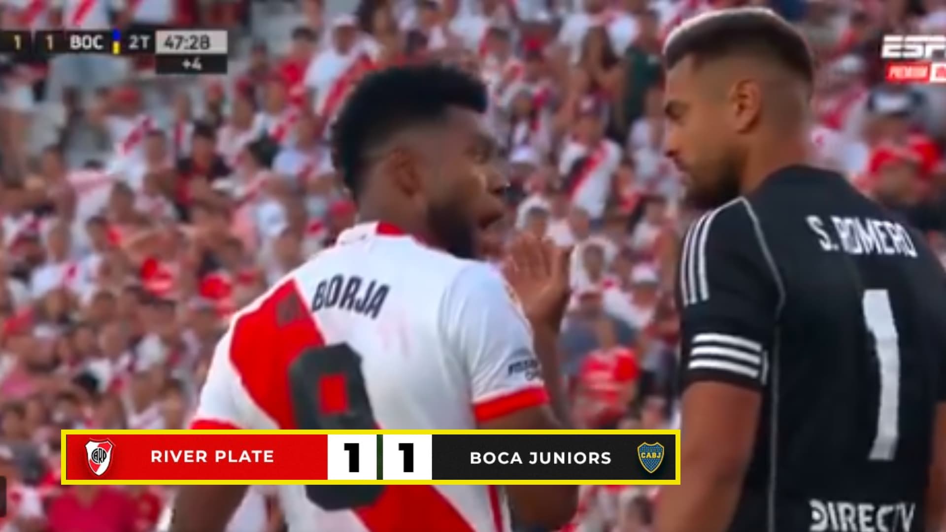 Se armó pelea en el River Plate vs Boca, lo que pasó entre Miguel Borja y Romero