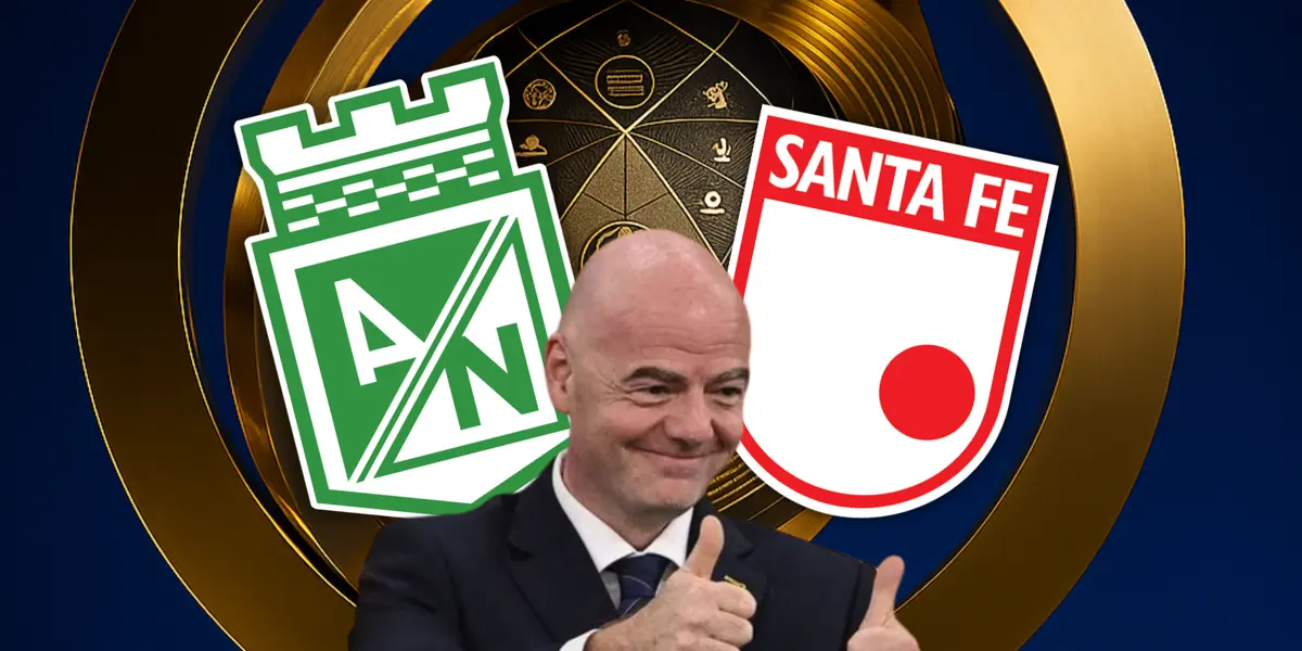 Tanto Atlético Nacional como Independiente Santa Fe se ilusionan con el Mundial de Clubes Foto: Creada con Chat GPT, Escudoteca y FIFA
