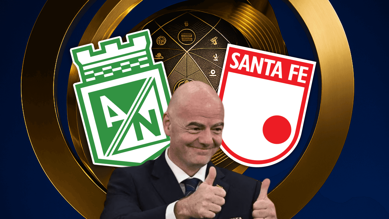 Tanto Atlético Nacional como Independiente Santa Fe se ilusionan con el Mundial de Clubes Foto: Creada con Chat GPT, Escudoteca y FIFA