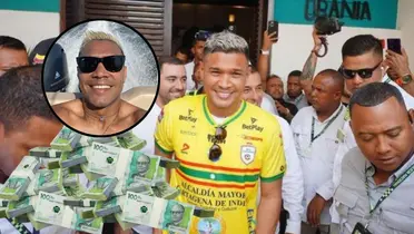 Teófilo Gutiérrez cuando fue presentado como jugador del Real Cartagena