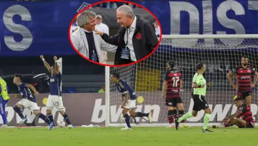 Tite y Alberto Gamero hablando previo al partido Millonarios vs Flamengo por Copa Libertadores