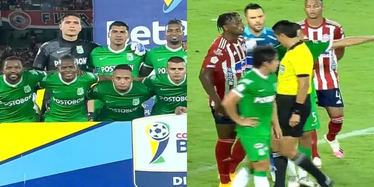 Un jugador de Atlético Nacional fue duramente marcado en el partido contra el Junior FC.