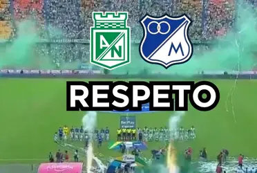 Un jugador de Atlético Nacional mostró respeto con un jugador de Millonarios FC.