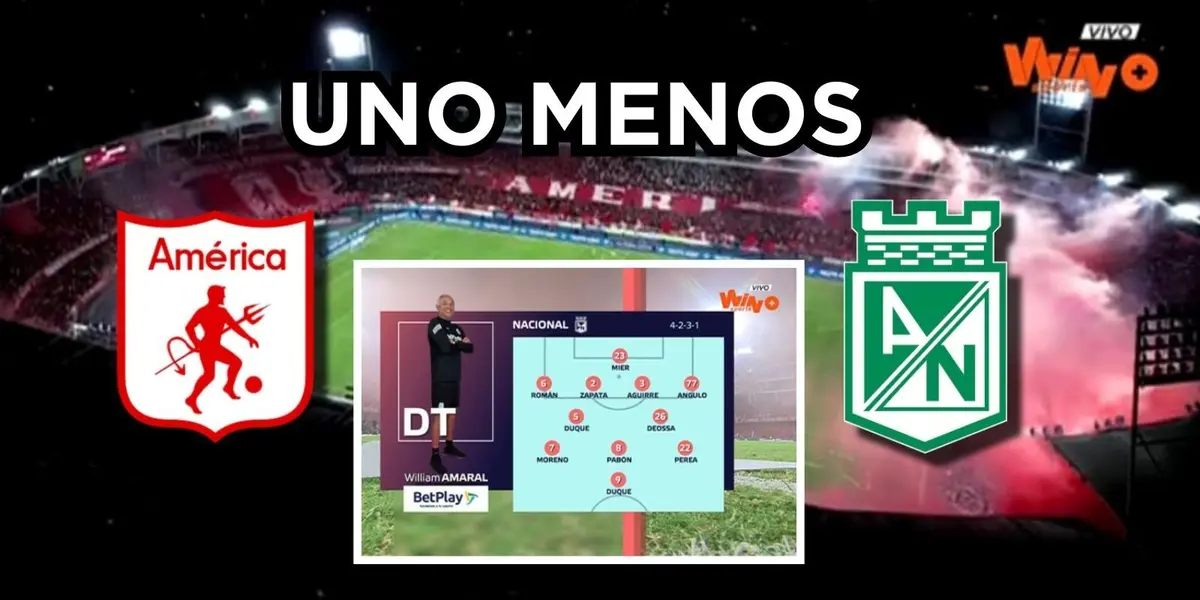 Un jugador de Atlético Nacional muy impreciso en el primer tiempo contra el América de Cali.