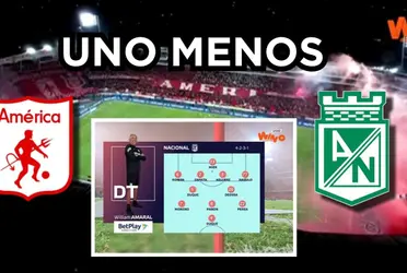 Un jugador de Atlético Nacional muy impreciso en el primer tiempo contra el América de Cali.
