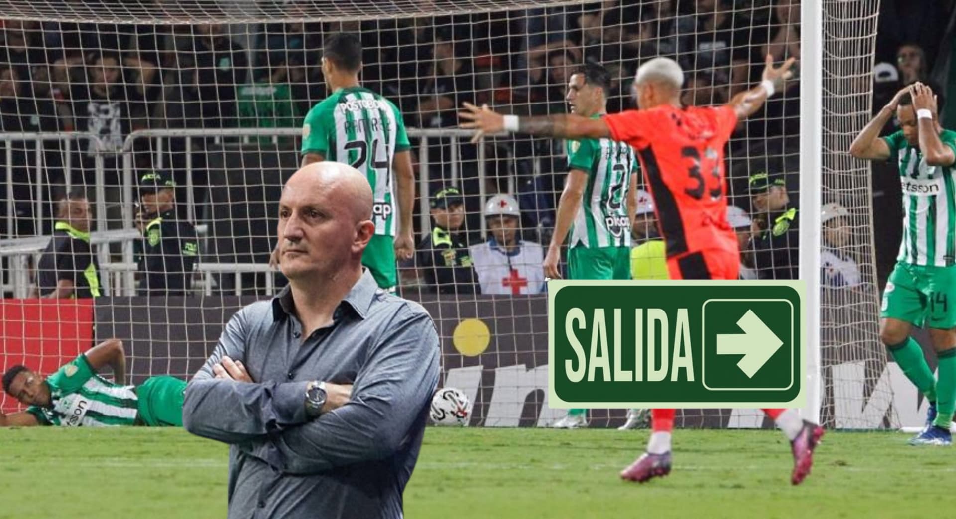 Una postal de Atlético Nacional recibiendo un gol, al lado Pablo Repetto. FOTO: Marca