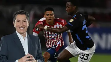 Una postal del juego de Junior vs Liga de Quito, al lado Tito Puccetti. FOTO: Futbolred