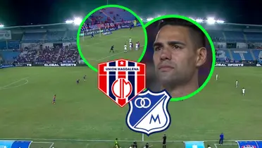 Unión Magdalena vs Millonarios Foto: Captura de Win Sports y Escudoteca