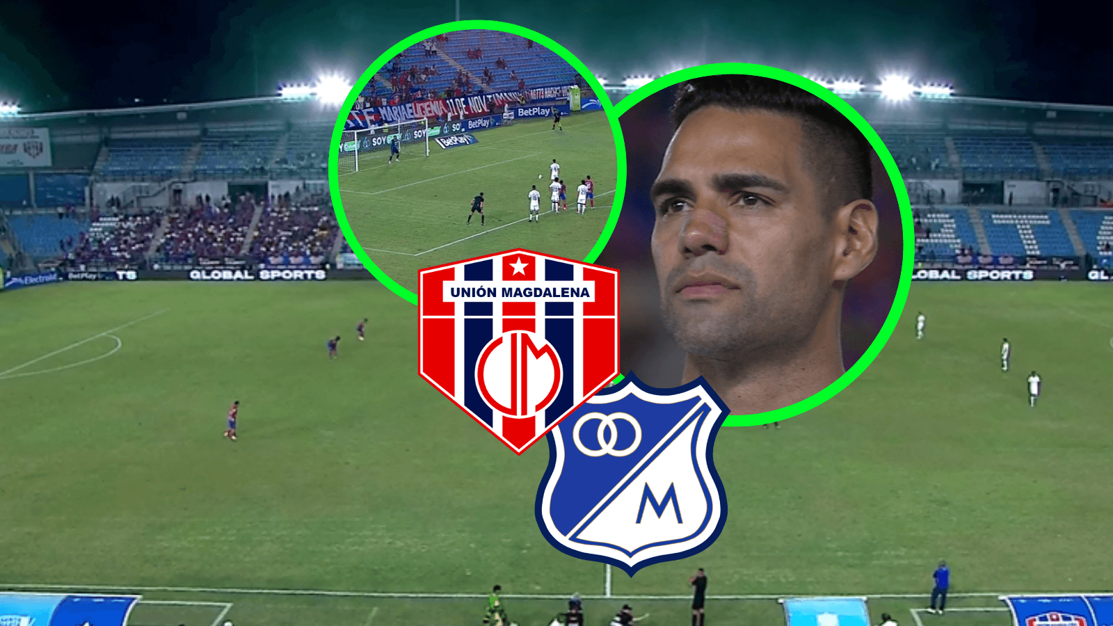 Unión Magdalena vs Millonarios Foto: Captura de Win Sports y Escudoteca