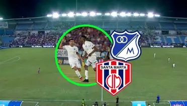 Unión Magdalena vs Millonarios Foto: Captura de Win Sports y Escudoteca