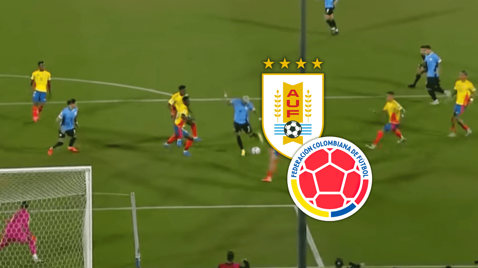 Uruguay vs Colombia Foto: Captura de Gol Caracol y Escudoteca