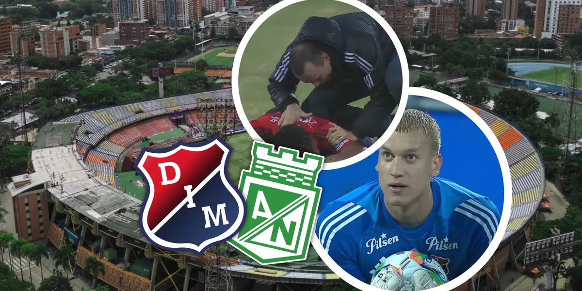 Vélez anticipó el resultado y se cumplió. El Medellín igualó ante Nacional. Foto: Escudoteca, DIM y Captura de WIn Sports