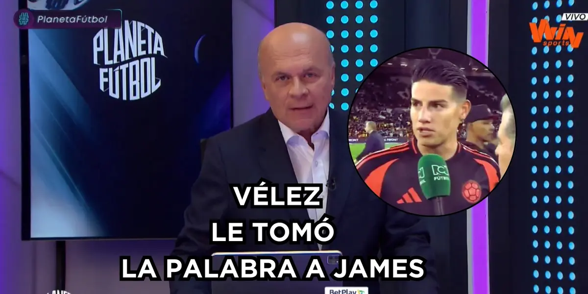 Vélez está en sintonía en algo con James. Foto tomada de una captura de pantalla de Win Sports.